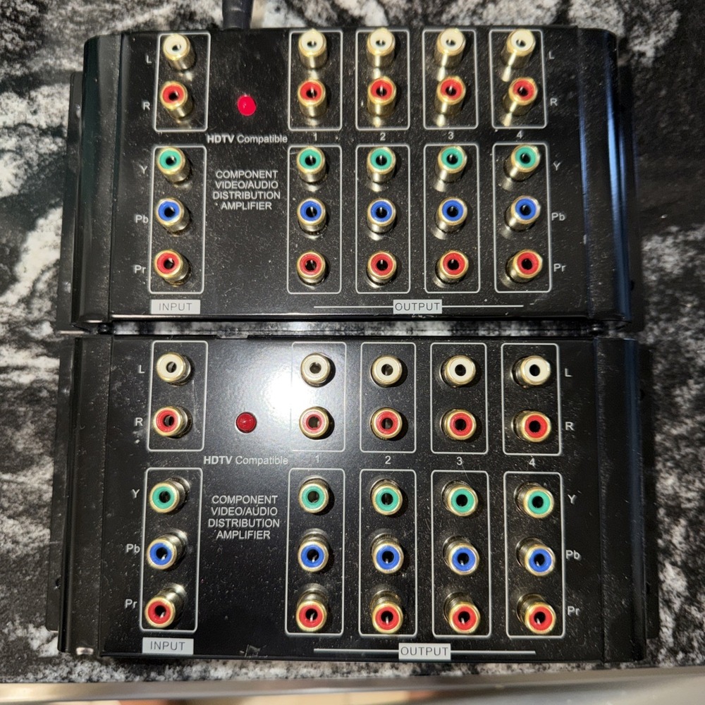 Lot Of (2) 4-Way Component RGB Audio Video Distribution Amplifier Tested